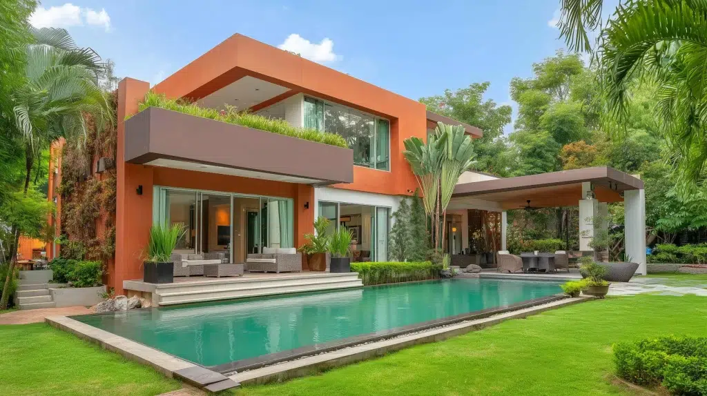 Villa moderne de deux étages à Rabat entourée de palmiers