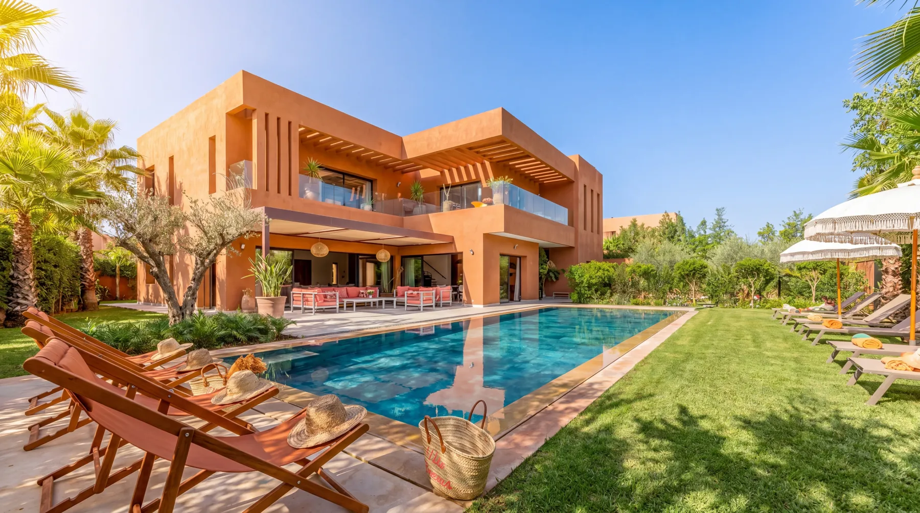 Villa moderne avec piscine, idéale pour l'investissement dans les quartiers de Marrakech.