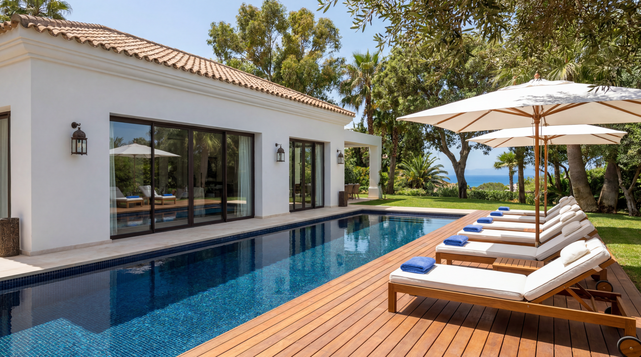 Villa de luxe à Tanger avec piscine privée, exemple clé pour comprendre la fiscalité immobilier Maroc étranger.