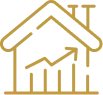 Contour épais doré d'une maison avec graphique.