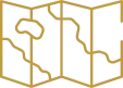 Contour doré d'une carte.