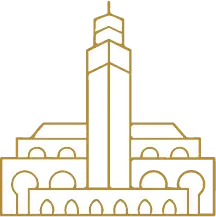 Bâtiment traditionnel aux contours dorés Casablanca.