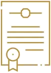 Contour doré d'une certification.