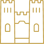 Contour doré d'un hôtel.