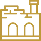 Contour doré d'une maison traditionnelle.
