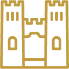 Contour doré d'un palais.
