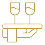 Contour doré d'un verre de vin