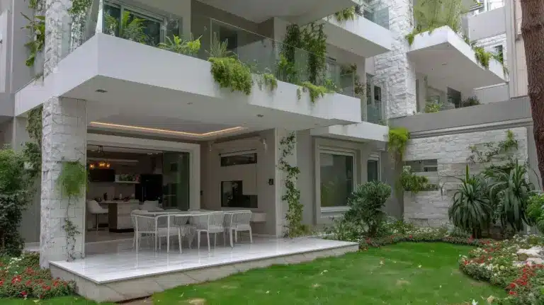 Patio avec jardin et coin détente d'un appartement à vendre à Rabat