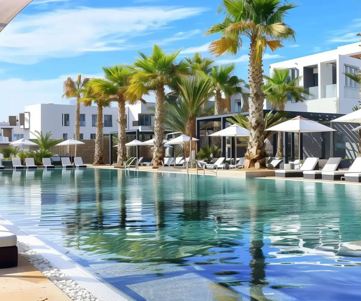 Piscine d'un resort à Agadir, hôtellerie à vendre au Maroc