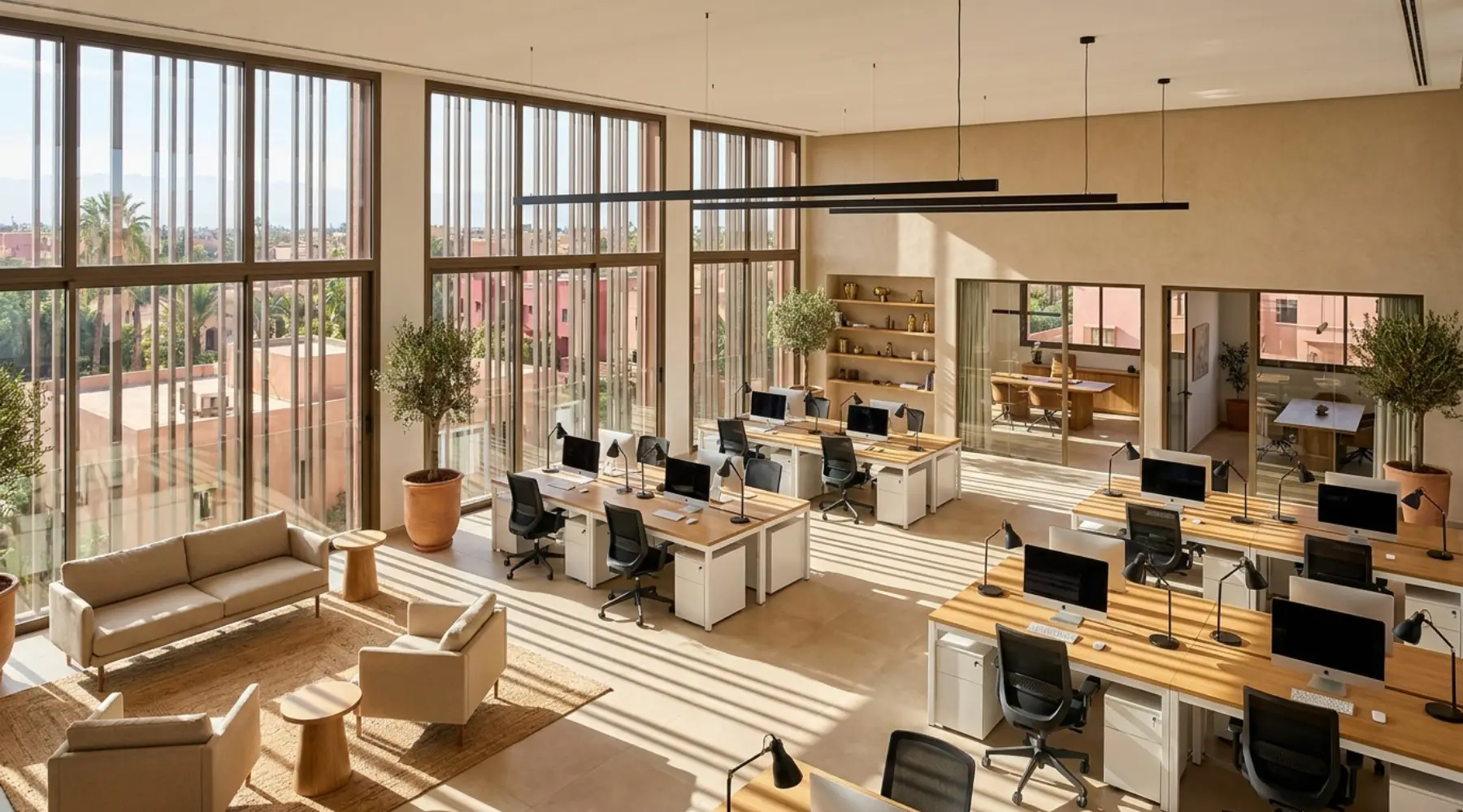 Plateau de bureaux lumineux à louer au Maroc